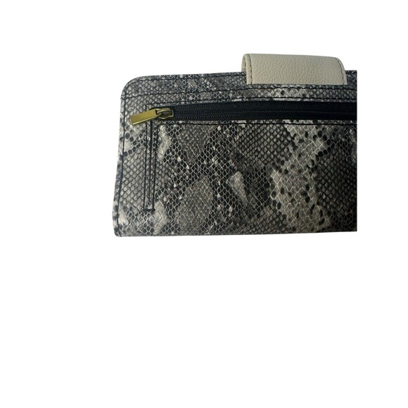 Fossil Madison Wallet Gray Leather Python Snake Clutch Organizer Fast Shipping - Picture 16 of 16